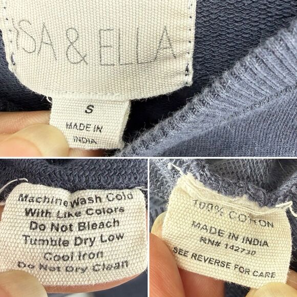 Isa & Ella Women’s Cropped Crewneck Pullover Sweatshirt Gray Small - Picture 6 of 12